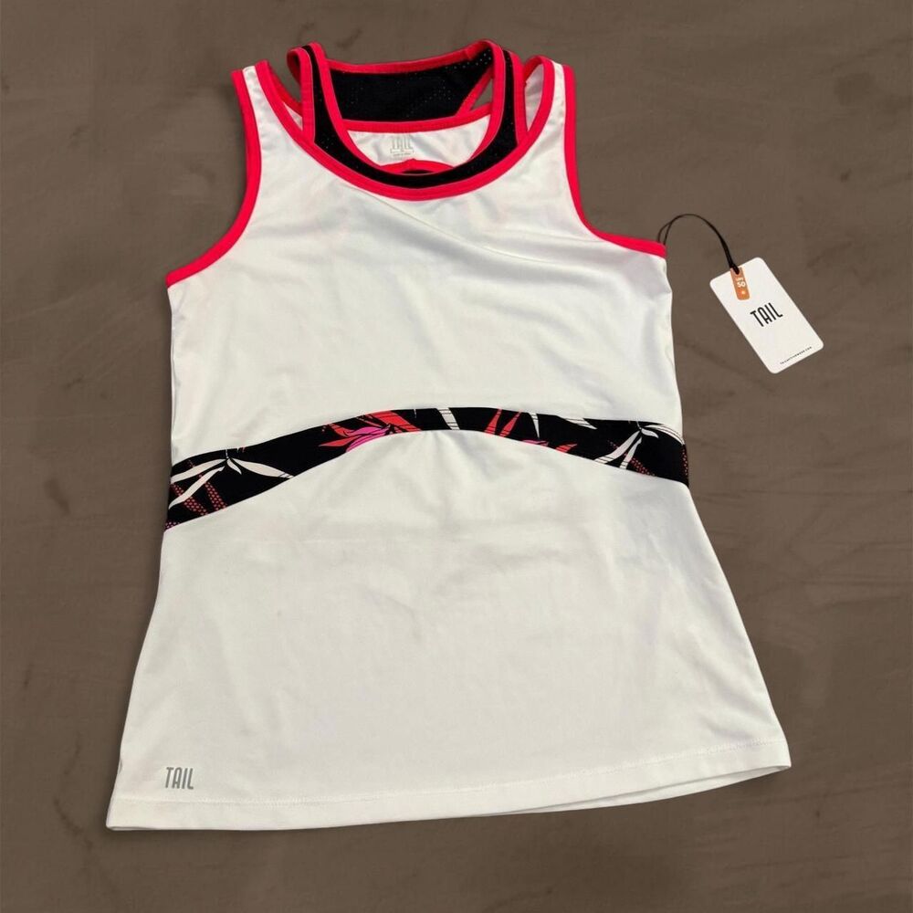 tail sports white active tank top sporty mesh panel size small